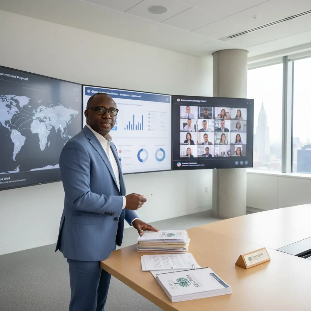 Dr. Chijioke J. Evoh delivering employment policy and labour market systems insights at a United Nations high-level policy forum